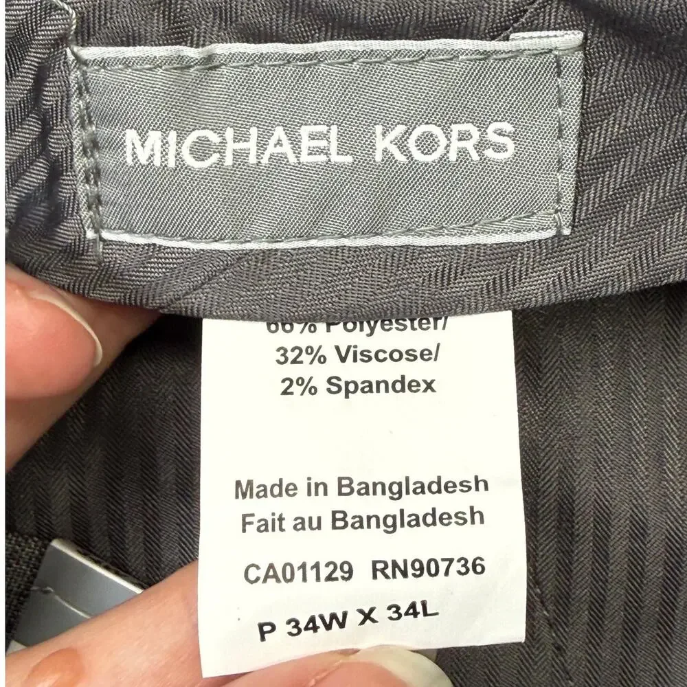 Michael Kors Men's Classic Fit Fall Pattern Pants  Gray plaid 34x34 $95